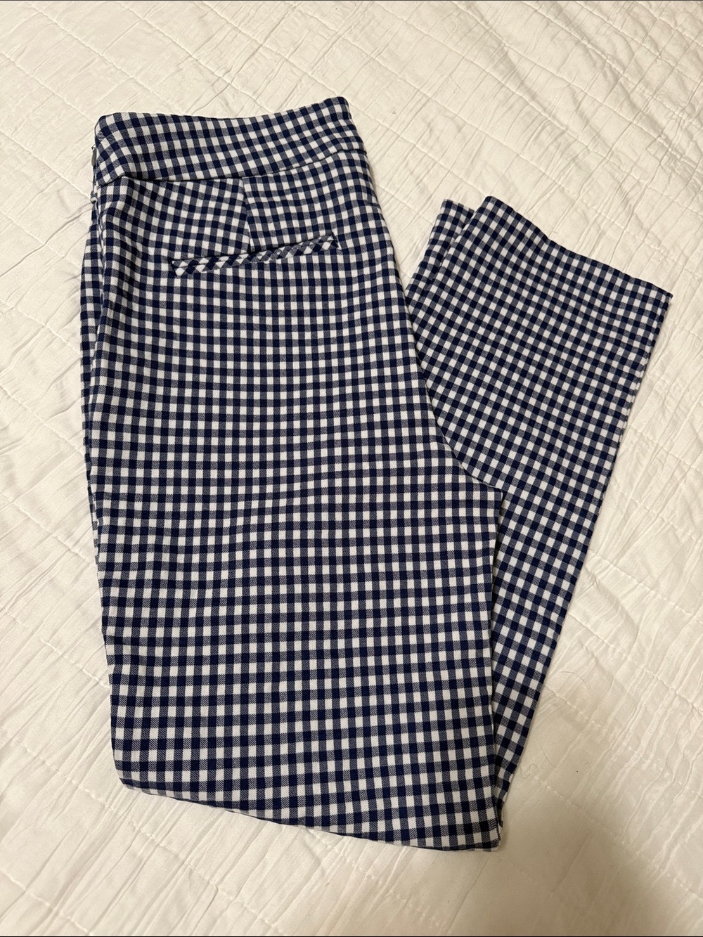 Cynthia Rowley Navy & White Gingham Cropped Pants